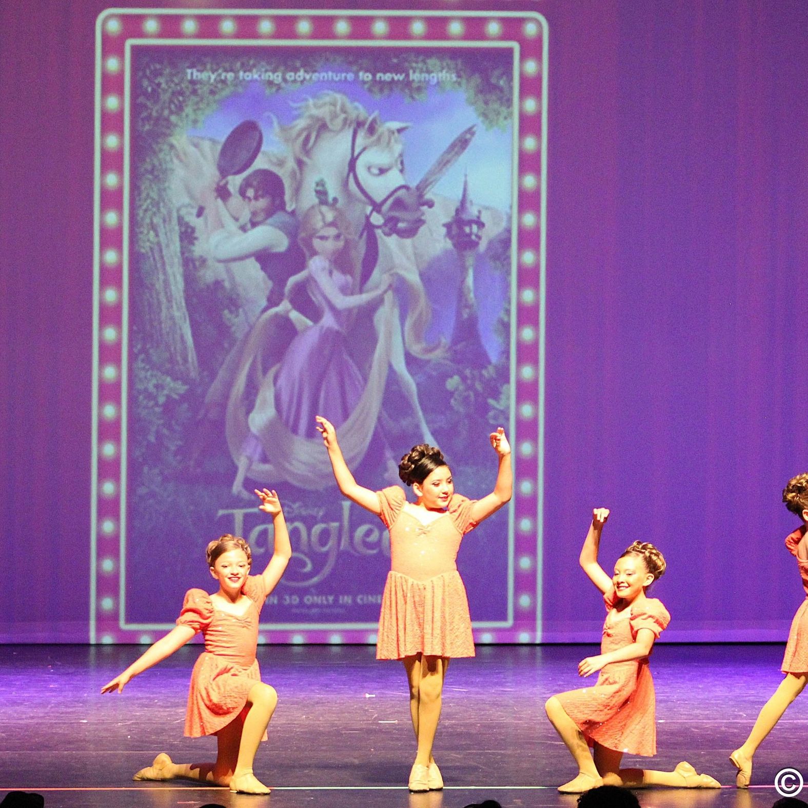 Young female dancers on stage