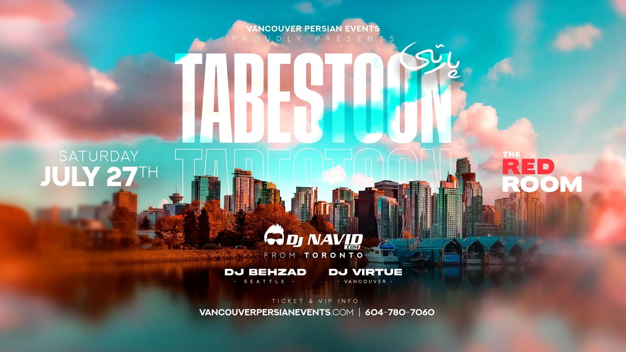 Tabestoon Party event banner featuring DJ Behzad