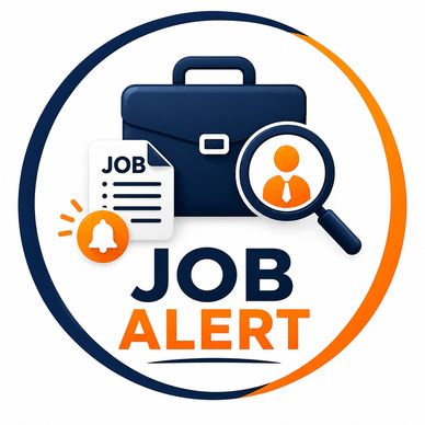 Job alert icon with briefcase and magnifying glass.
