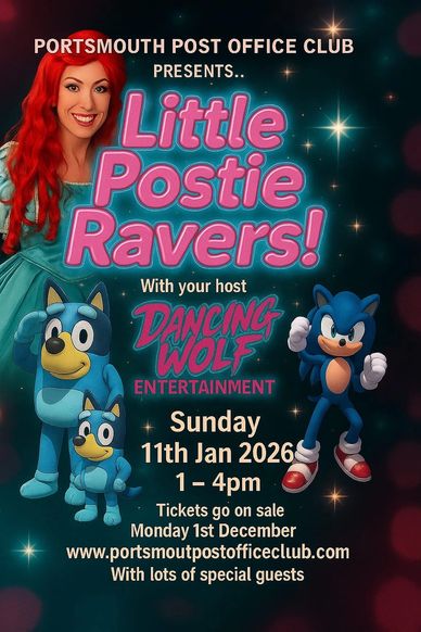 Portsmouth Post Office Club presents Little Posite Ravers hosted by Dancing Wolf Entertainment.
Rave