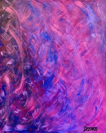 Purple abstract painting with multiple brushstrokes