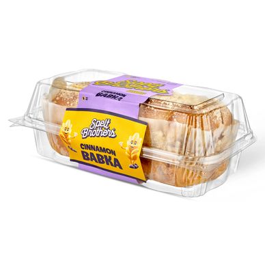 Packaged cinnamon babka loaf from Spelt Brothers.