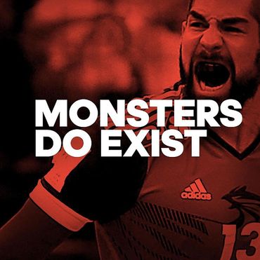 An adidas European handball player yelling in frustration.