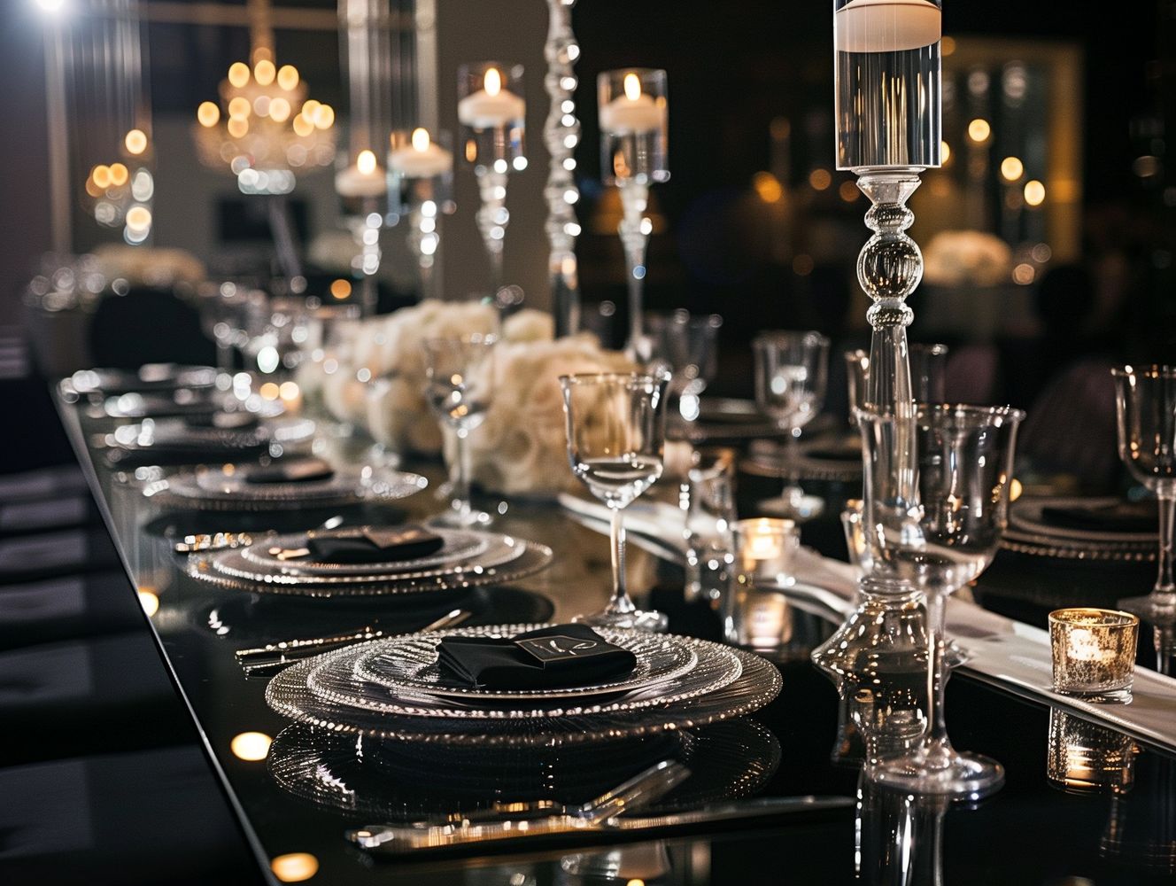 Elegant dinner party table setting