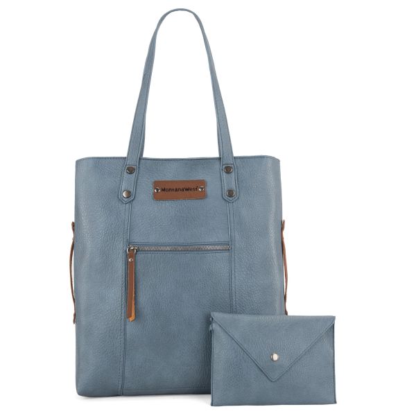 Montana West Blue tote bag with matching wallet