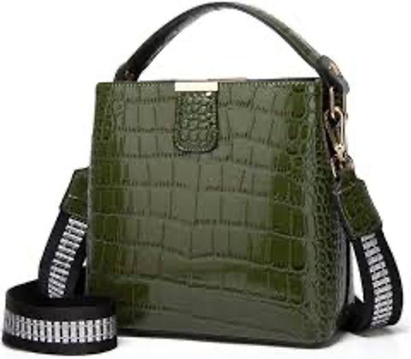 Green crocodile purse with detachable strap