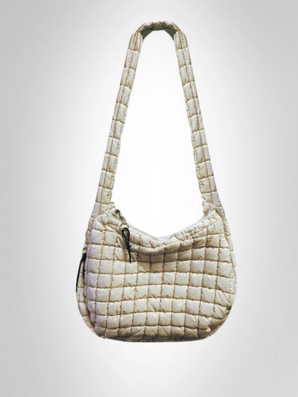 Off-white puffer tote bag with zipper