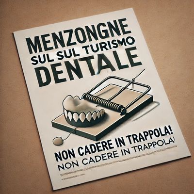 Volantino contro le menzogne sul turismo dentale.