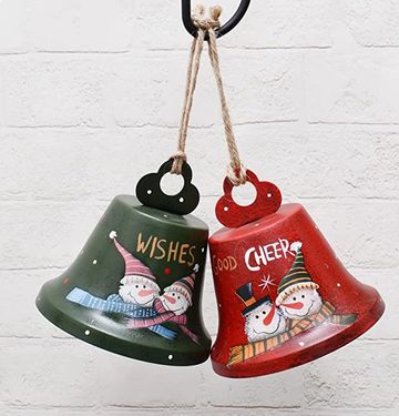 2PC Christmas Bells Large Galvanized Bells Christmas Decor Rustic Xmas Bells