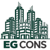 Logo of EG CONS featuring stylized buildings.