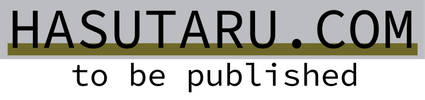 Text "HASUTARU.COM" with an olive underline on light gray background.