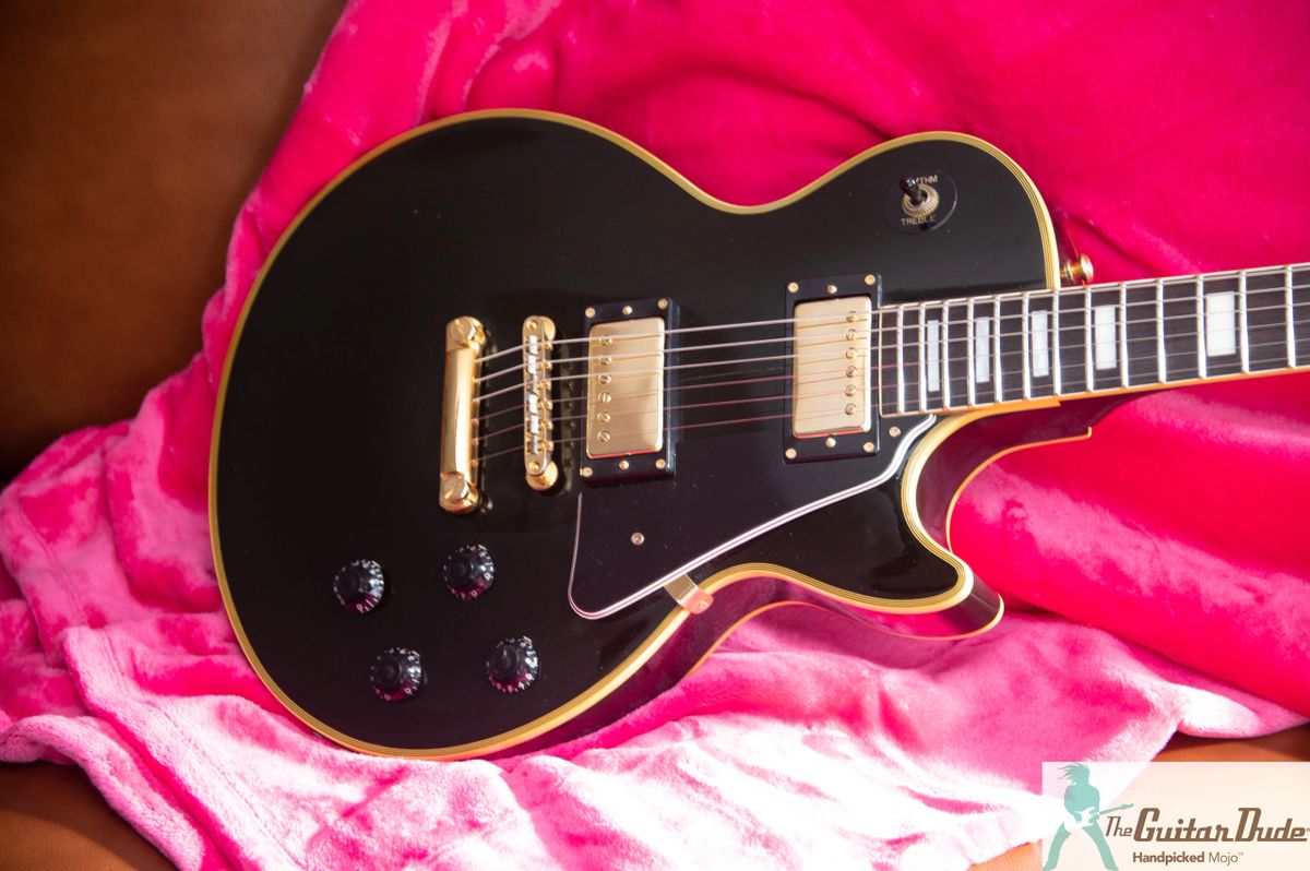 1989 Burny RLC-65 Les Paul Custom - Ebony - Made In Japan - Open Book Split  Diamond Headstock