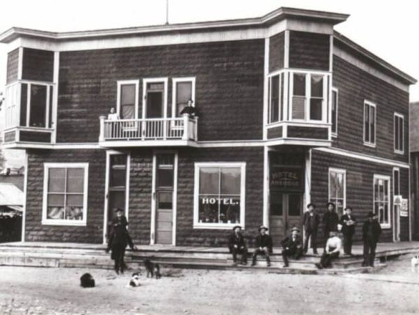 The Ansorge Hotel in Curlew, WA. Early 1900's.