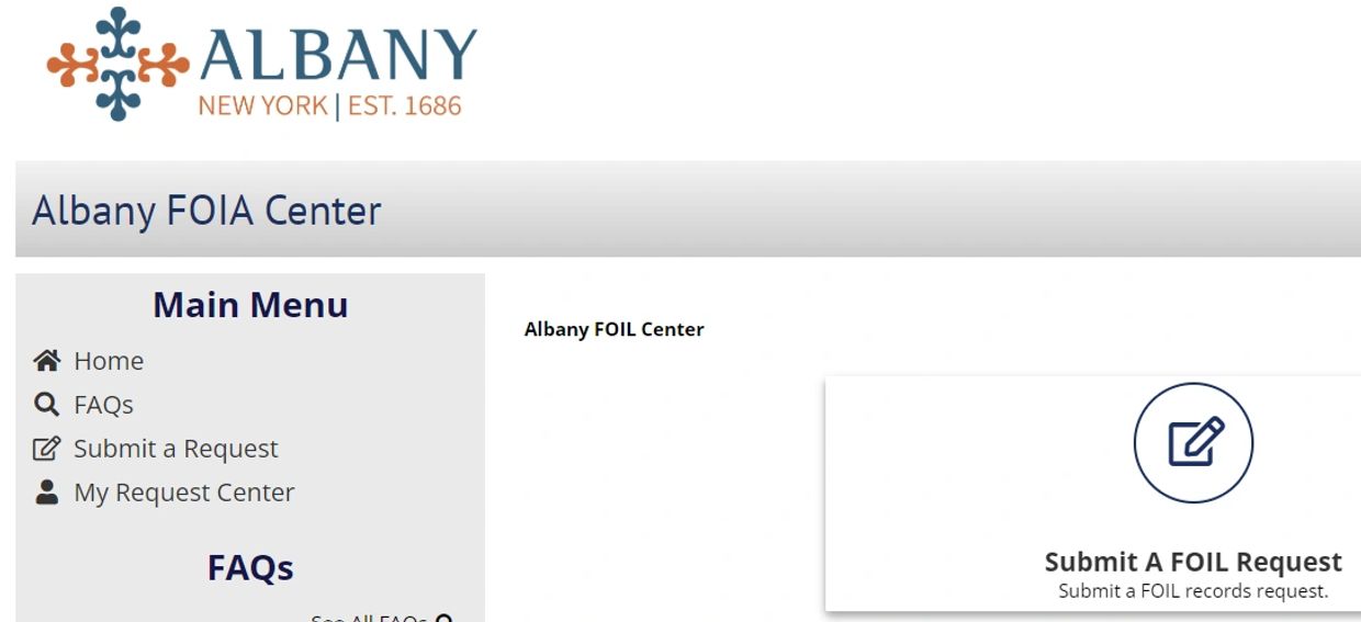 The City of Albany's Freedom of Information Act (Law) website
