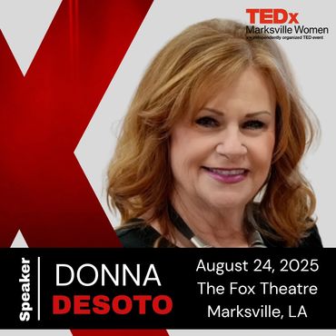Donna DeSoto speaking at TEDx Marksville Women on August 24, 2025, in Marksville, LA.