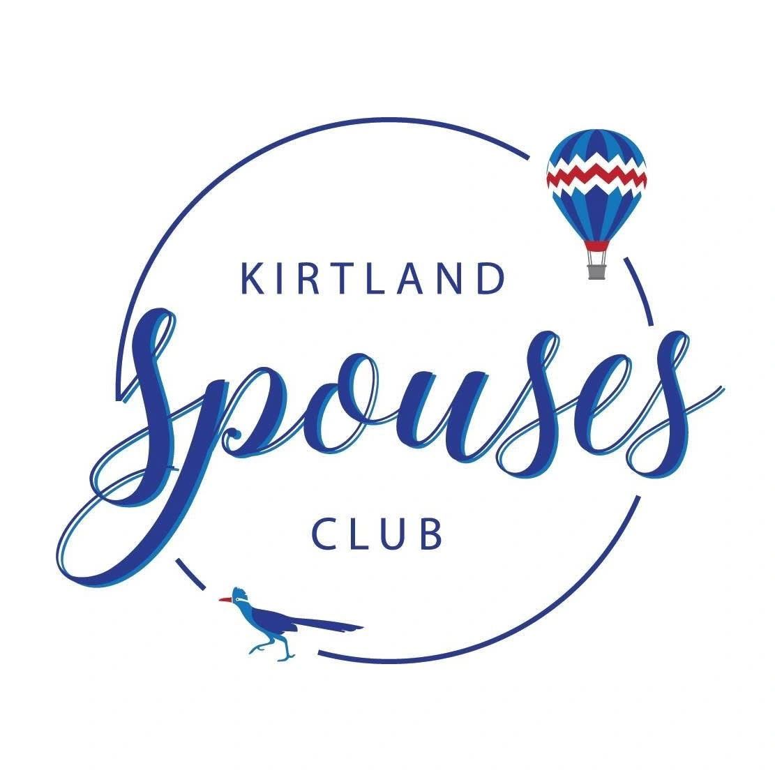 Logo for Kirtland Spouses Club with a balloon and bird.