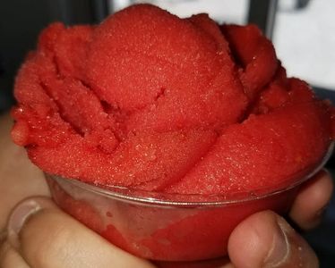 A cup of Rasberry Sorbet.