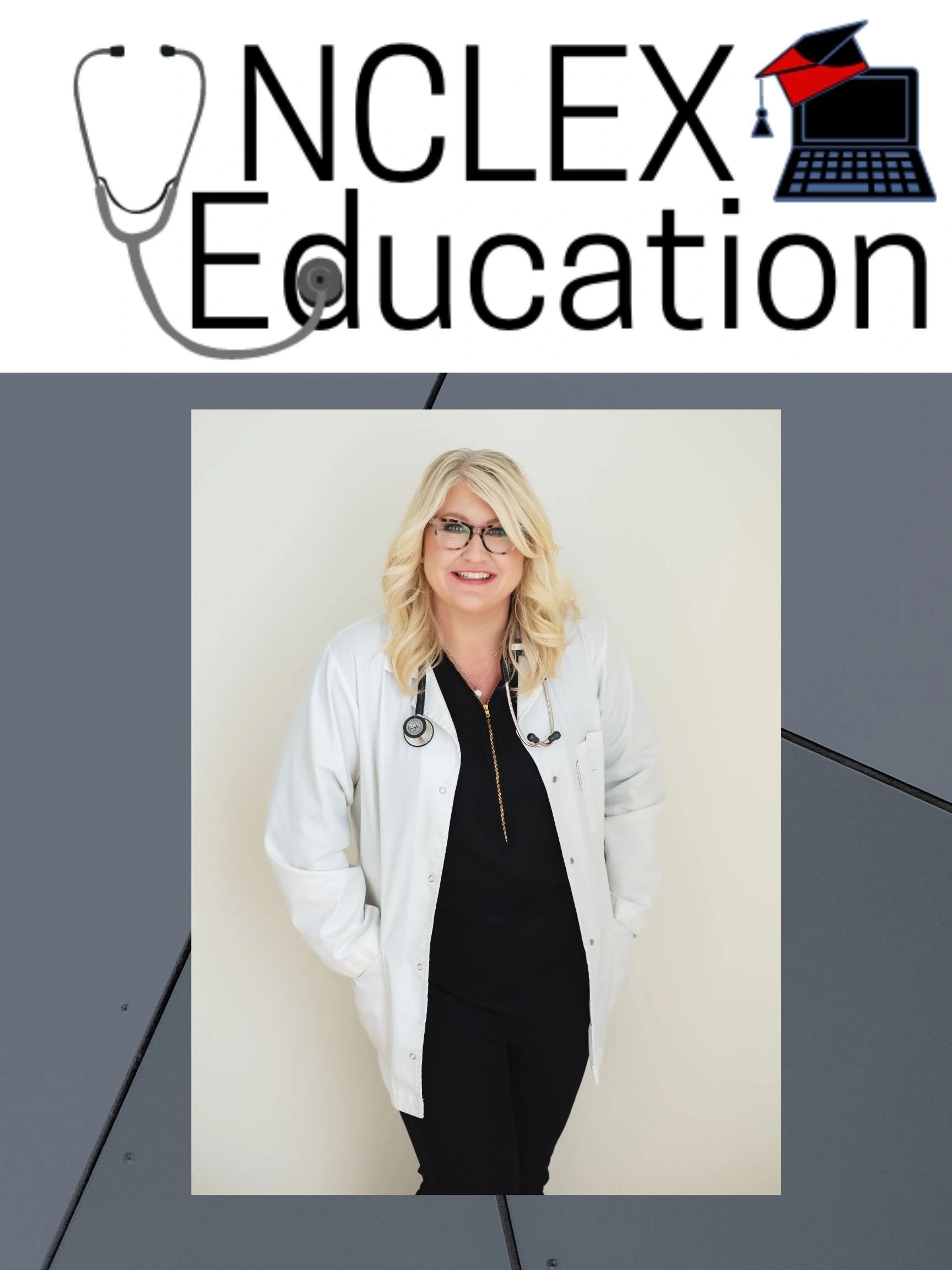 NCLEX-RN exam informational webinar presented by Shelly Luhning, NCLEX Education logo