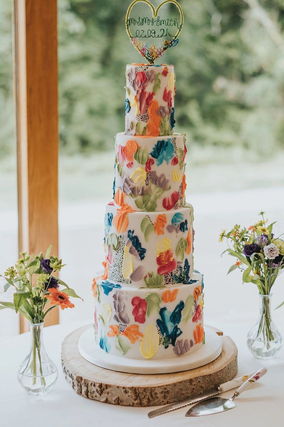 Bright and Beautiful 4 tier wedding cake. wedding hosted at Coville Hall Essex