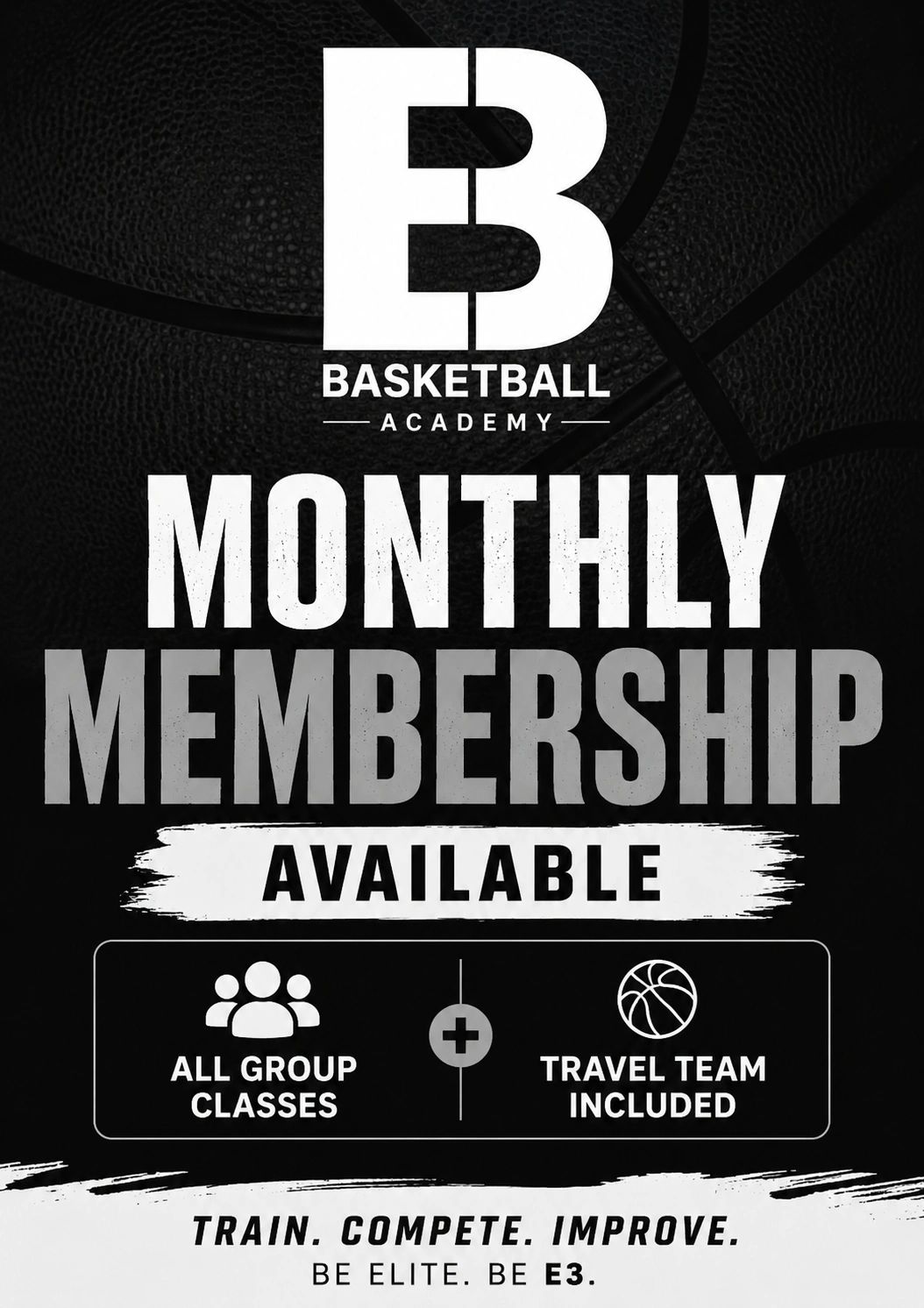 Bold text stating 'MONTHLY MEMBERSHIP' on a black background.