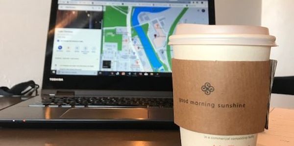 Coffee cup free wifi laptop
