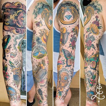 traditional tattoo sleeve,
denver tattoo, lakewood tattoo, colorado tattoo