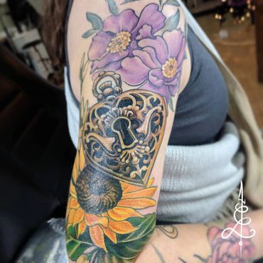 sunflower tattoo, flower tattoo, denver tattoo, lakewood tattoo, colorado tattoo