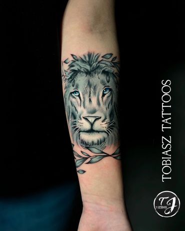 colored tattoo of a lion