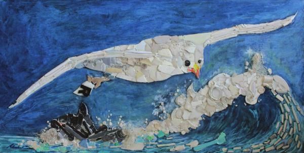 Gaviota II Ocean Plastic acrylic on board  89 x 44 cm
