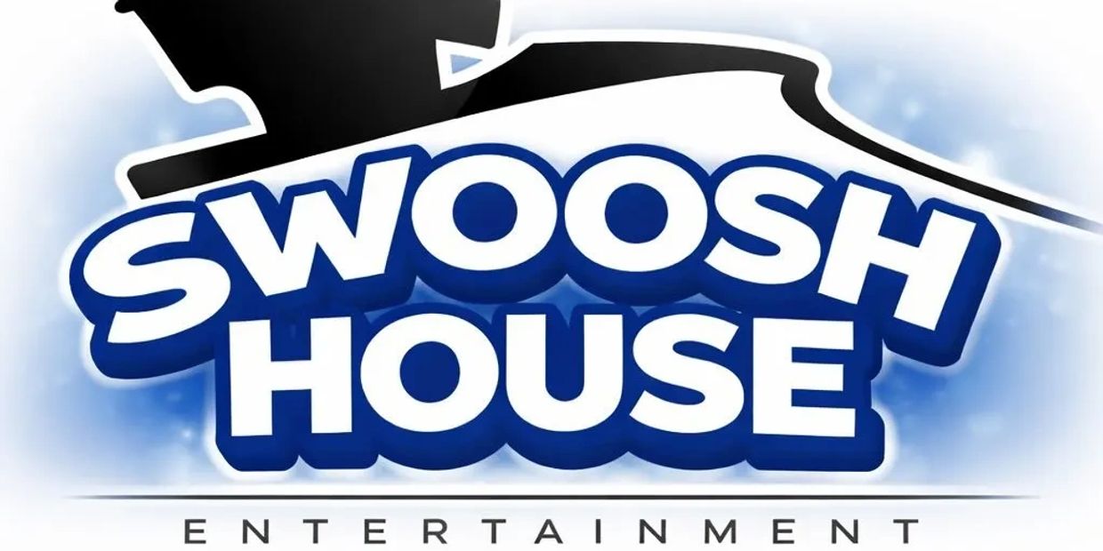 Swoosh House Entertainment logo with a basketball player silhouette.