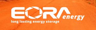 Logo of EORA Energy on an orange background.