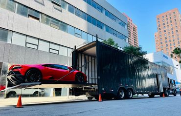 Lamborghini in a enclosed vehicle transport 