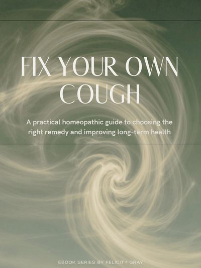 Book cover titled 'Fix Your Own Cough' with swirling smoke background.