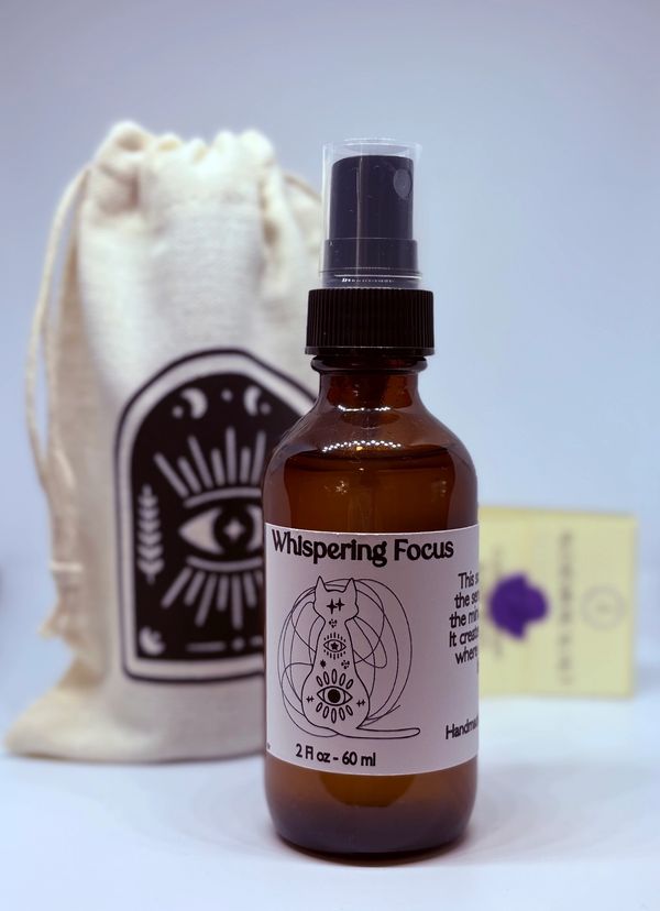 Whispering Focus combines Rosemary and Basil, herbs known to strengthen the mind, awaken the senses,