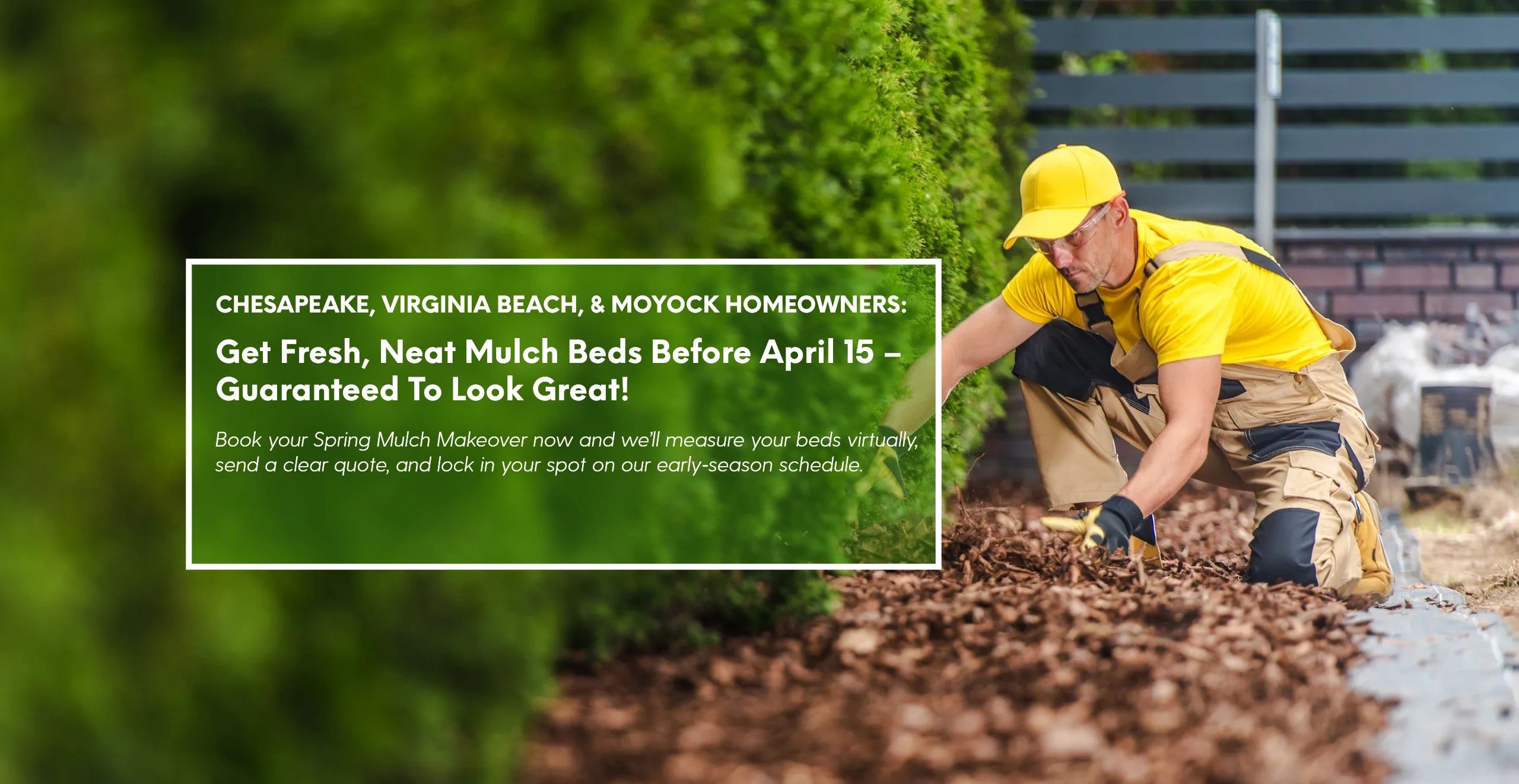 Mulch installation service contractor in Chesapeake, Virginia Beach, Moyock