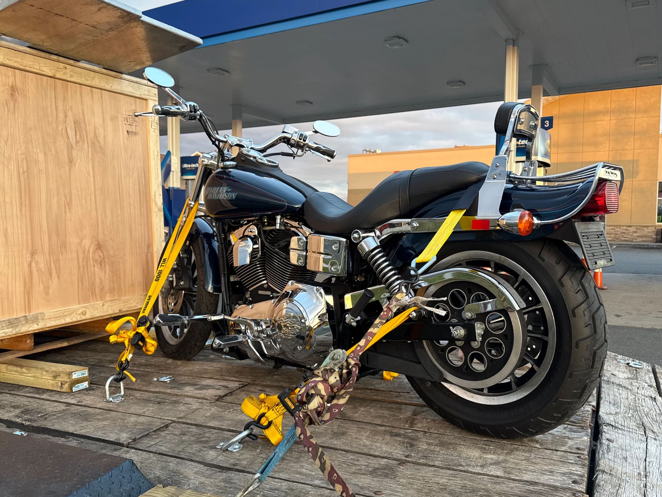 Harley Motorcycle being transported