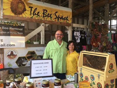 Dina & Scot Rolen at The Bee Space.  They currently manage about 100 hives here in Ellis County. 