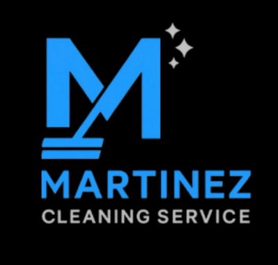 Logo for Martinez Cleaning Service with a blue 'M' and sparkles.