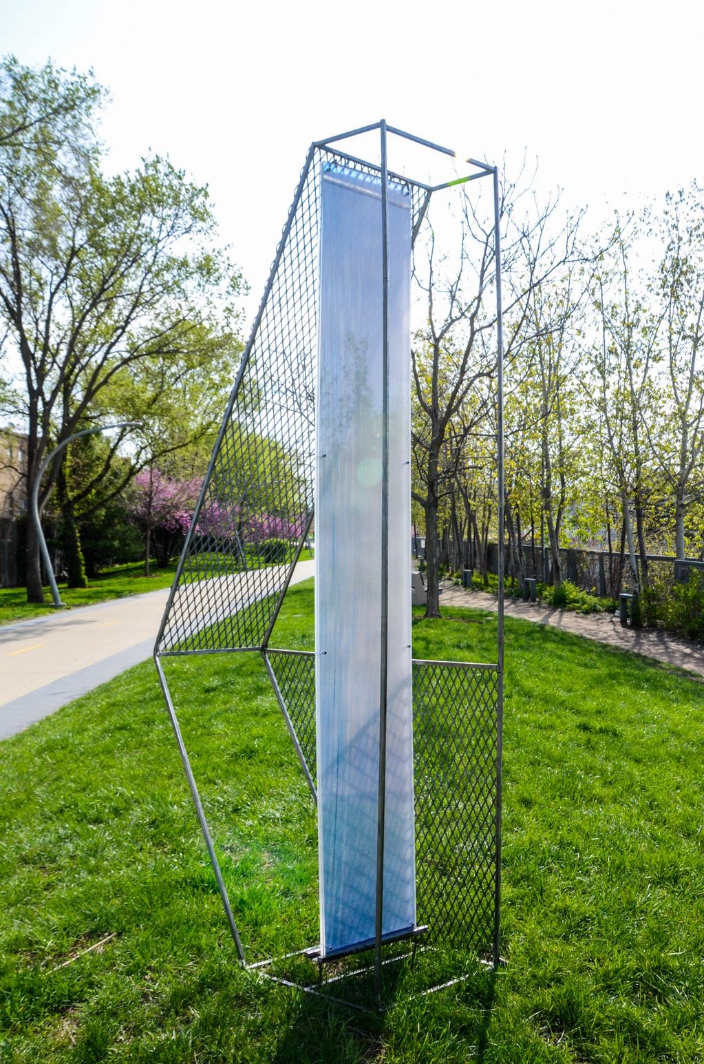 Alex Adkinson, Fidelity Ablation, Sculpture on Chicago 606 Greenway, public art, Chicago, Il