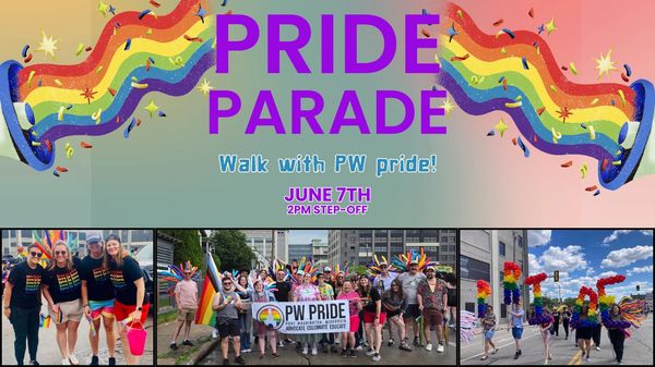 Colorful Pride Parade with people celebrating diversity and holding rainbow flags.