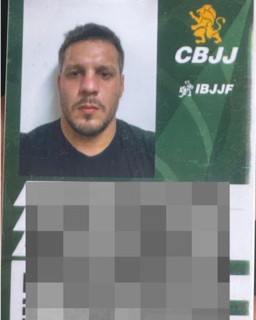 Man's ID photo with CBJJ and IBJJF logos on green background.