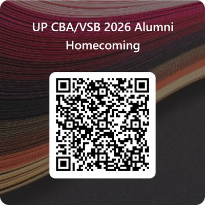 QR code for UP CBA/VSB 2026 Alumni Homecoming event.