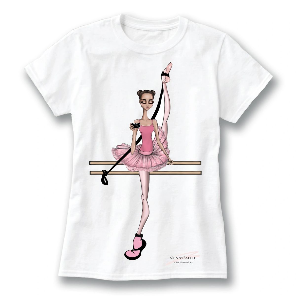 Girls Dancing Ballerina Pose Pink Tutu Ballet Dancer T-Shirt