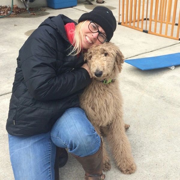 Heidi with a dog during dog training