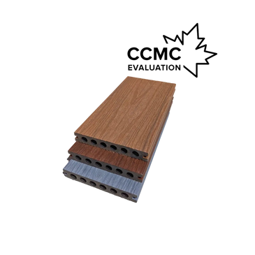Co-extrusion teak, redwood and grey composite decking