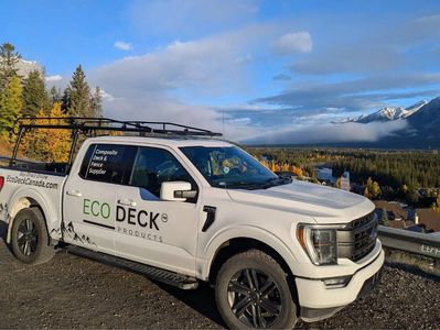 Composite decking delivery truck servicing Calgary and Alberta.