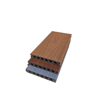 Co-extrusion teak, redwood and grey composite decking