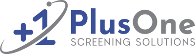 Logo of PlusOne Screening Solutions with a plus and number 1 symbol.