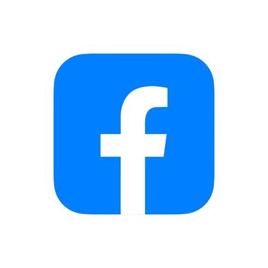 Facebook logo with a white 'f' on a blue rounded square background.