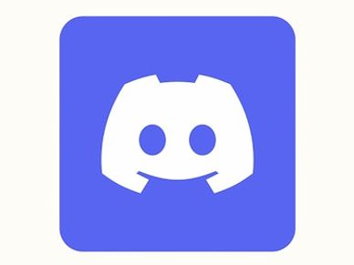 Discord logo with white controller icon on blue background.